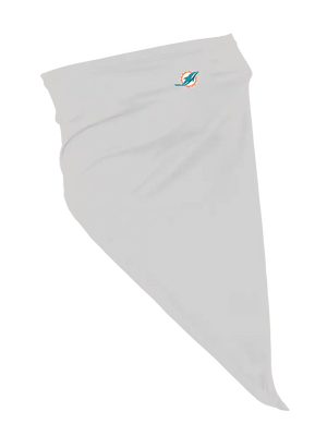 A grey flip scarf with a Miami Dolphins logo against a white background.