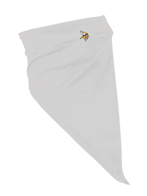 A grey flip scarf with a Minnesota Vikings logo against a white background.