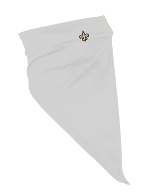 A grey flip scarf featuring a Saints logo, displayed on a clean white background.