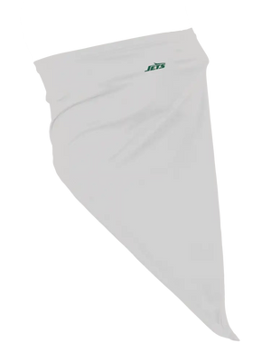 A grey flip scarf featuring a Jets logo, displayed on a clean white background.