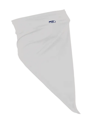 A grey flip scarf featuring a small Seattle Seahawks logo, displayed on a clean white background.