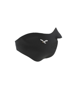 Black face mask with a Eagles logo on a white background