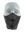 Black face mask with a Ravens logo on a white background