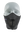 Black face mask with a Patriots logo on a white background