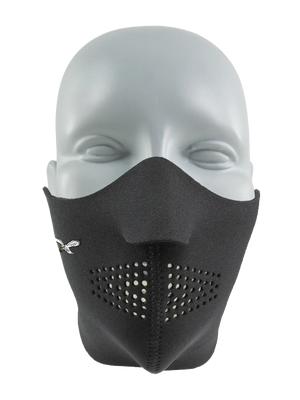 Black face mask with a Eagles logo on a white background