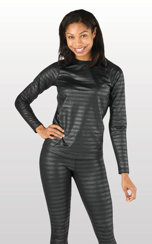 Woman in winter weight base layer set 