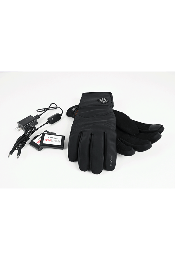 Heated Atlas Mid Glove set with battery and charger view