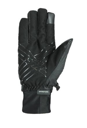 solarsphere ace glove view of palm side of glove in black color with black palm material with silicone print in black