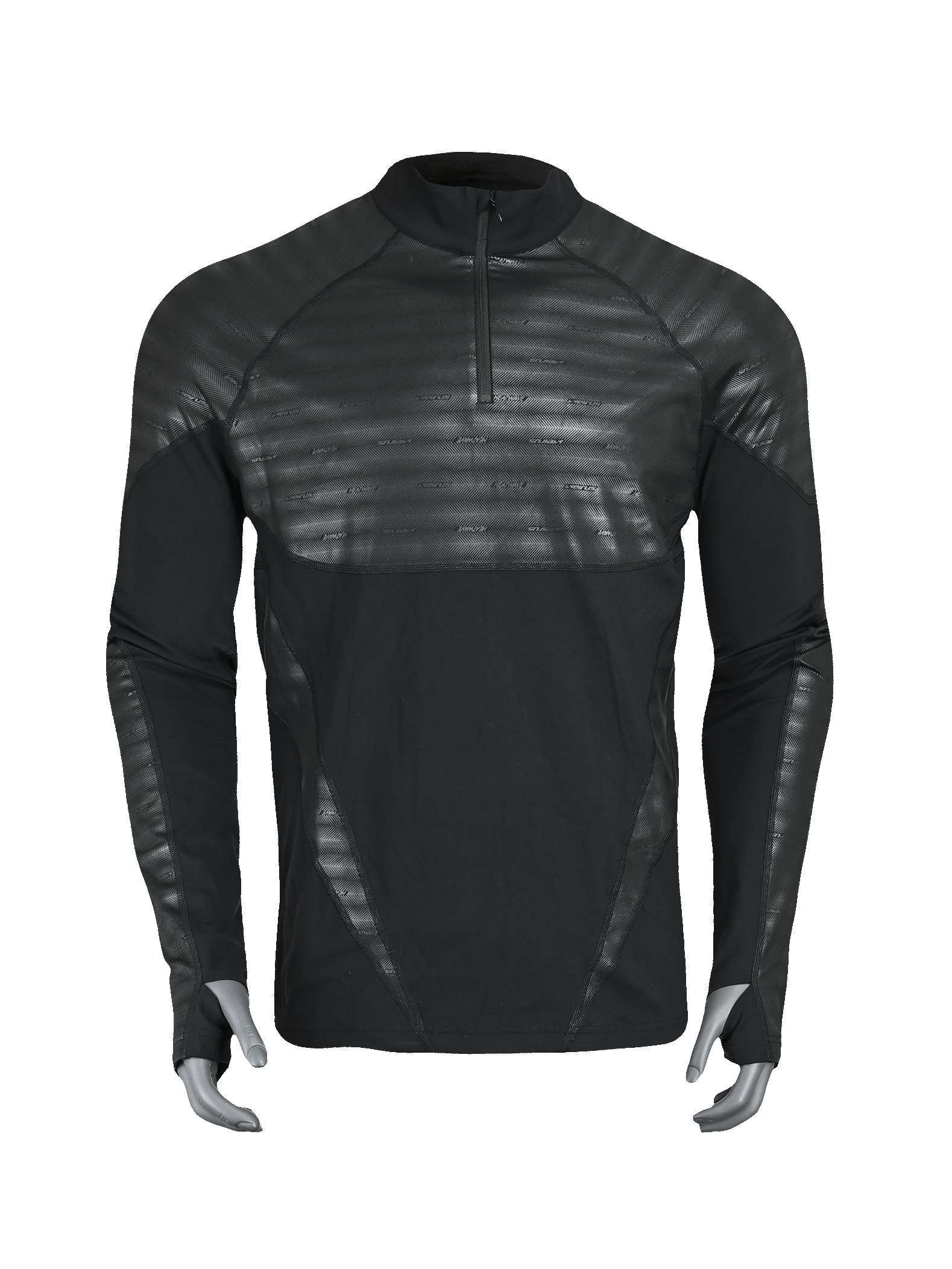 Mens Heatwave Body Mapped Base Layer Long Sleeve Zip Mock Neck