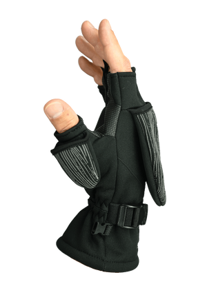 Seirus All Weather™ Fingerless Glomitt - Black - Side of hand fingers exposed