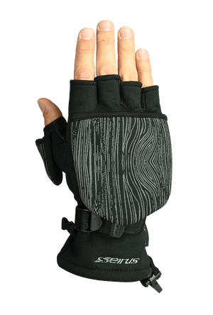 Seirus All Weather™ Fingerless Glomitt - Black - Back of hand fingers exposed